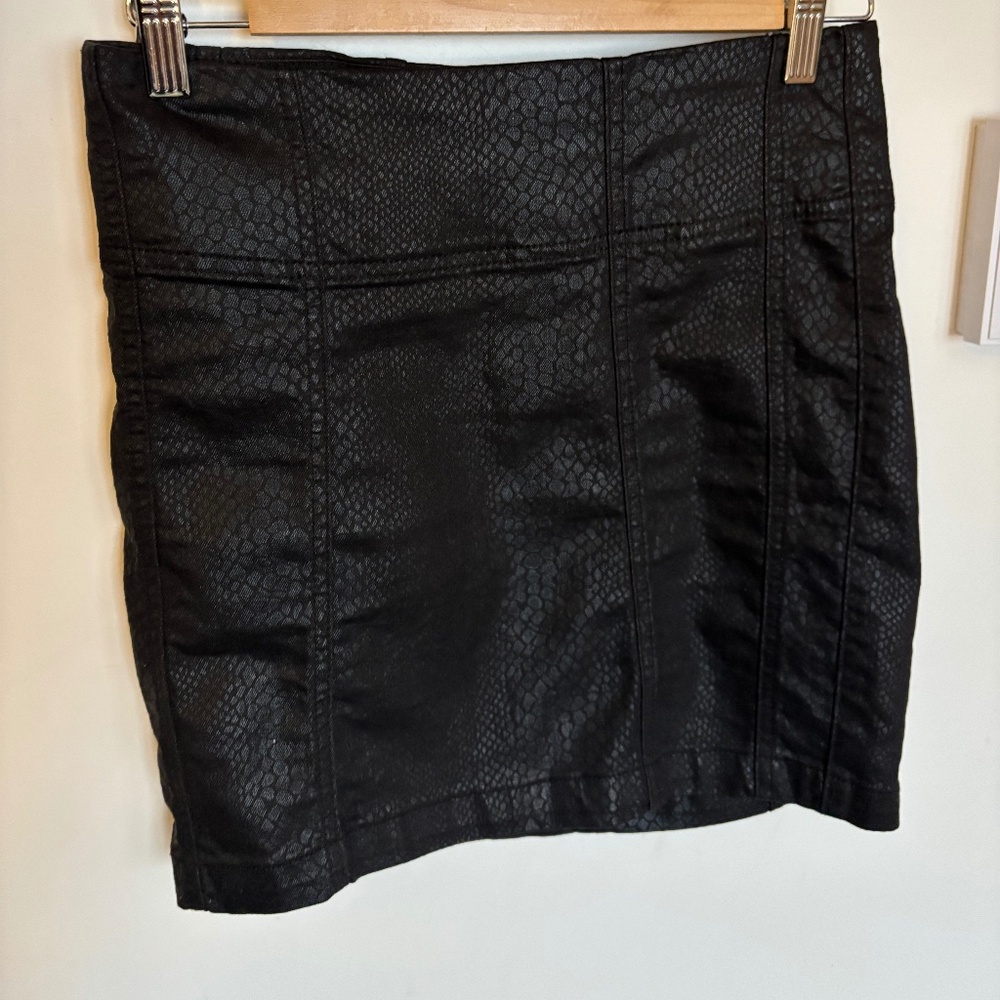 Snake skin denim skirt
